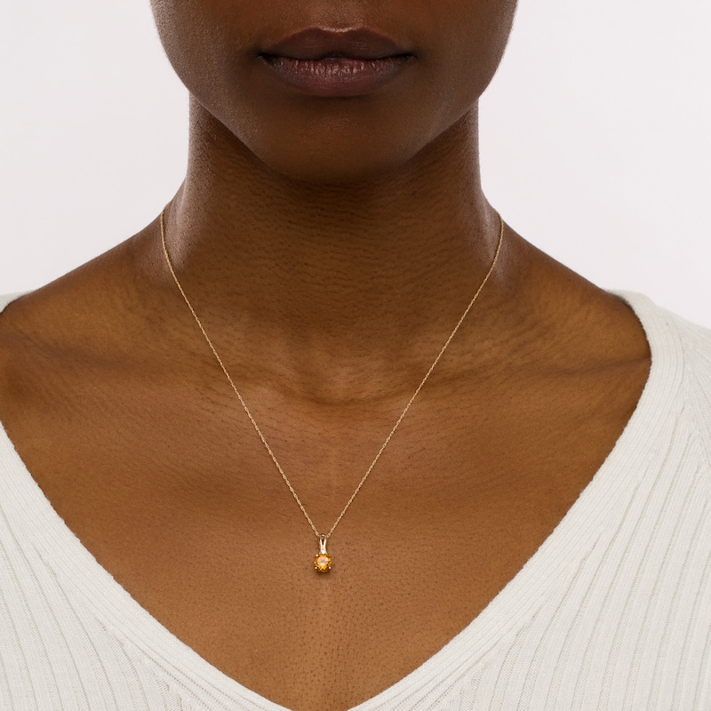 6.0mm Citrine and Diamond Accent Loop-Top Drop Pendant in 10K Gold