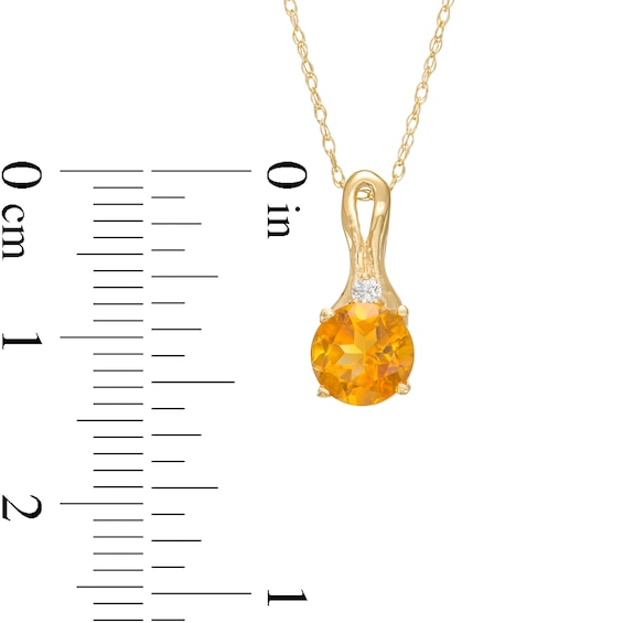6.0mm Citrine and Diamond Accent Loop-Top Drop Pendant in 10K Gold