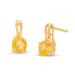 5.0mm Citrine Solitaire Loop-Top Stud Earrings in 10K Gold