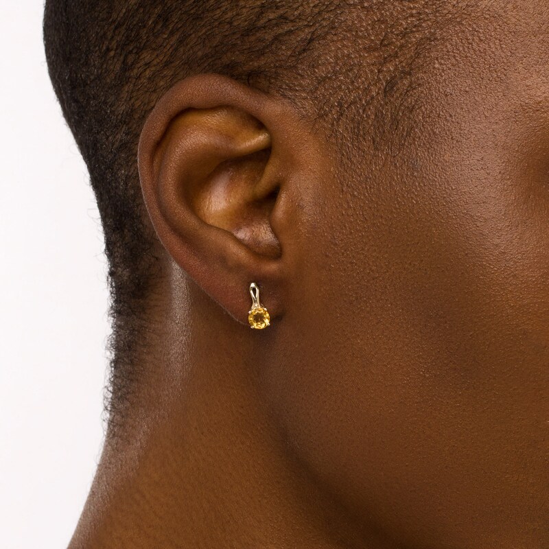 Main Image 2 of 5.0mm Citrine Solitaire Loop-Top Stud Earrings in 10K Gold