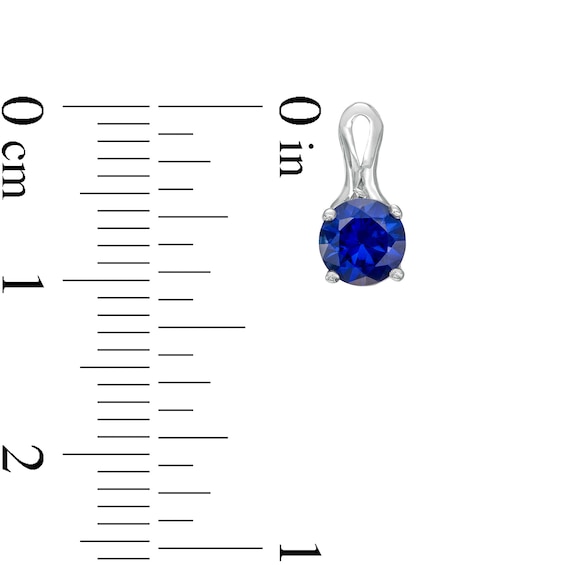 5.0mm Blue Lab-Created Sapphire Solitaire Loop-Top Stud Earrings in 10K White Gold