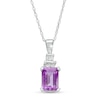 Thumbnail Image 0 of Octagonal Amethyst and Diamond Accent Tri-Top Tiered Pendant in 10K White Gold