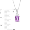 Thumbnail Image 2 of Octagonal Amethyst and Diamond Accent Tri-Top Tiered Pendant in 10K White Gold