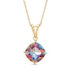 Thumbnail Image 1 of 10.0mm Cushion-Cut Mystic Fire® Topaz Solitaire Tilted Drop Pendant in 10K Gold