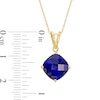 Thumbnail Image 3 of 10.0mm Cushion-Shaped Blue Lab-Created Sapphire Solitaire Tilted Drop Pendant in 10K Gold