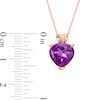 Thumbnail Image 2 of 10.0mm Heart-Shaped Amethyst Solitaire and Mini Puff Heart-Top Pendant in 10K Rose Gold