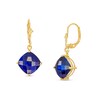 10.0mm Cushion-Cut Faceted Blue Lab-Created Sapphire Solitaire Tilted Drop Earrings in 10K Gold