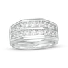 Thumbnail Image 1 of Men's 1-1/2 CT. T.W. Diamond Double Row Wedding Band in 10K White Gold