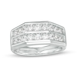 1-1/2 CT. T.W. Diamond Double Row Wedding Band in 10K White Gold
