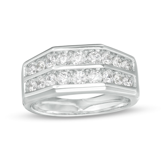 1-1/2 CT. T.w. Diamond Double Row Wedding Band in 10K White Gold