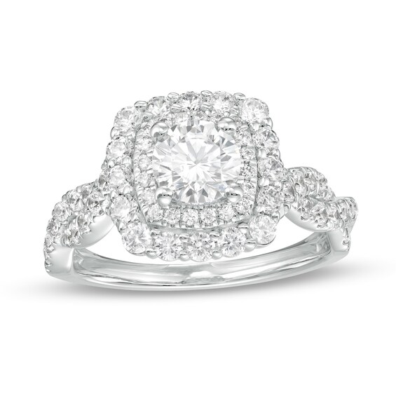 Love's Destiny by Zales 1-3/4 CT. T.w. Certified Diamond Double Frame Engagement Ring in 14K White Gold (I/I1)