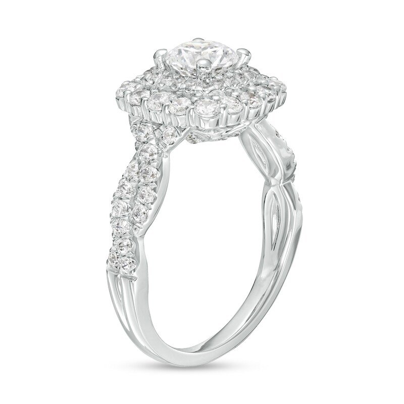 Main Image 3 of Love's Destiny by Zales 1-3/4 CT. T.W. Certified Diamond Double Frame Engagement Ring in 14K White Gold (I/I1)