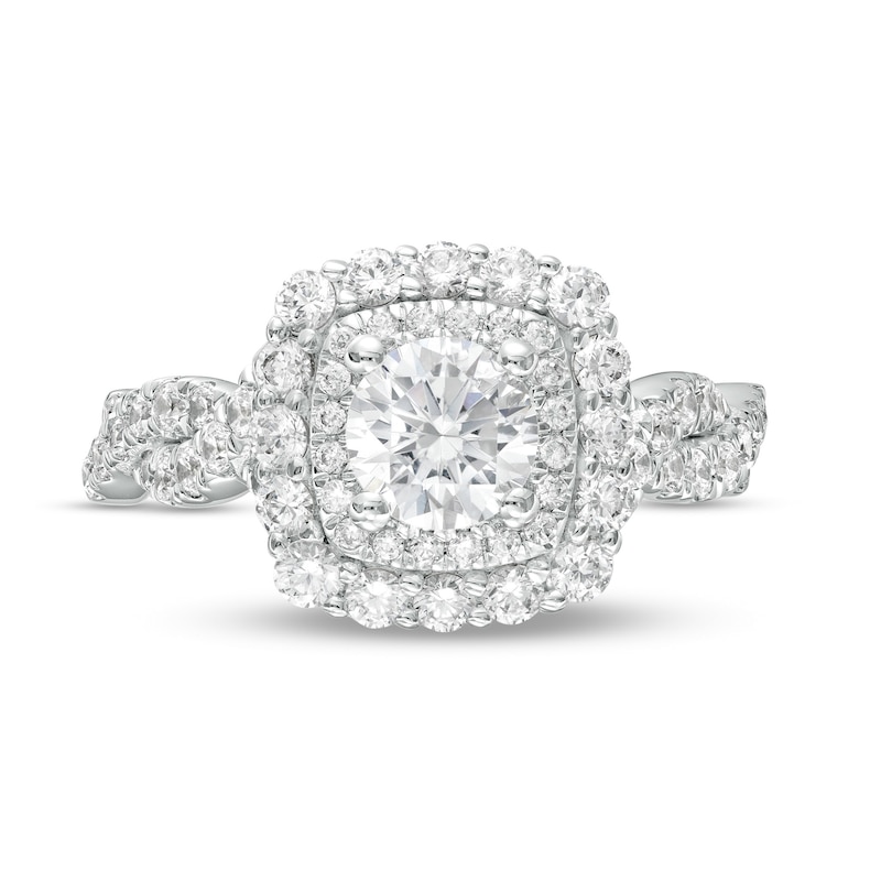 Main Image 4 of Love's Destiny by Zales 1-3/4 CT. T.W. Certified Diamond Double Frame Engagement Ring in 14K White Gold (I/I1)