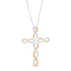 Thumbnail Image 1 of 5.0mm White Lab-Created Sapphire Loose Braid Cross Pendant in Sterling Silver with 14K Gold Plate
