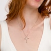 Thumbnail Image 2 of 5.0mm White Lab-Created Sapphire Loose Braid Cross Pendant in Sterling Silver with 14K Gold Plate