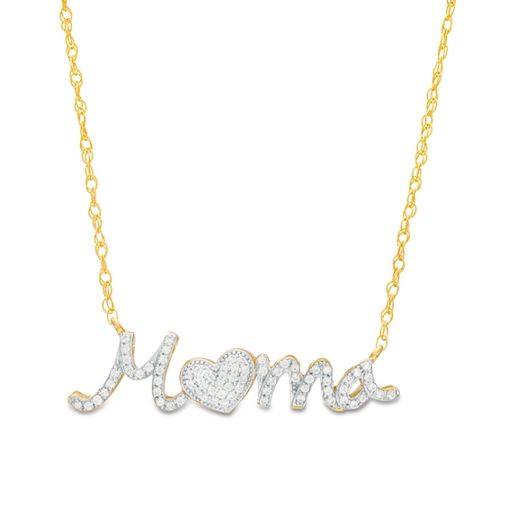 1/6 CT. T.w. Diamond "Mama" Heart Necklace in 10K Gold