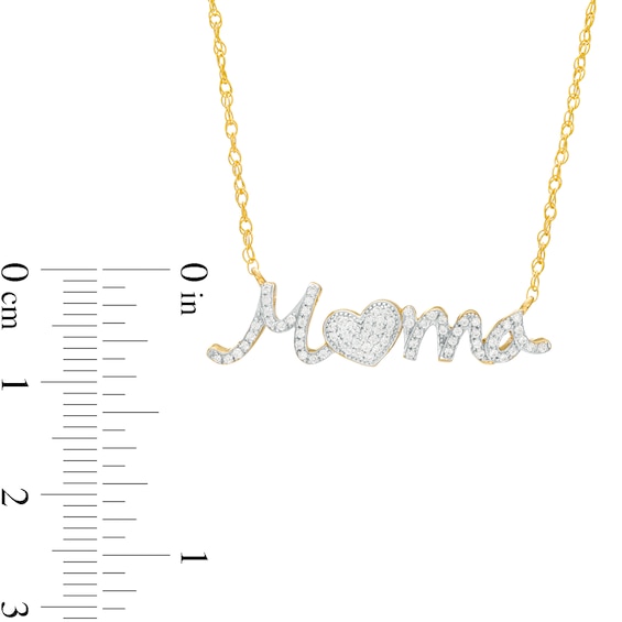 1/6 CT. T.w. Diamond "Mama" Heart Necklace in 10K Gold