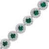 Thumbnail Image 1 of 5.0mm Lab-Created Emerald and White Lab-Created Sapphire Frame Tennis Bracelet in Sterling Silver – 7.25"