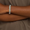 Thumbnail Image 2 of 5.0mm Lab-Created Emerald and White Lab-Created Sapphire Frame Tennis Bracelet in Sterling Silver – 7.25"
