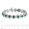 Thumbnail Image 3 of 5.0mm Lab-Created Emerald and White Lab-Created Sapphire Frame Tennis Bracelet in Sterling Silver – 7.25"