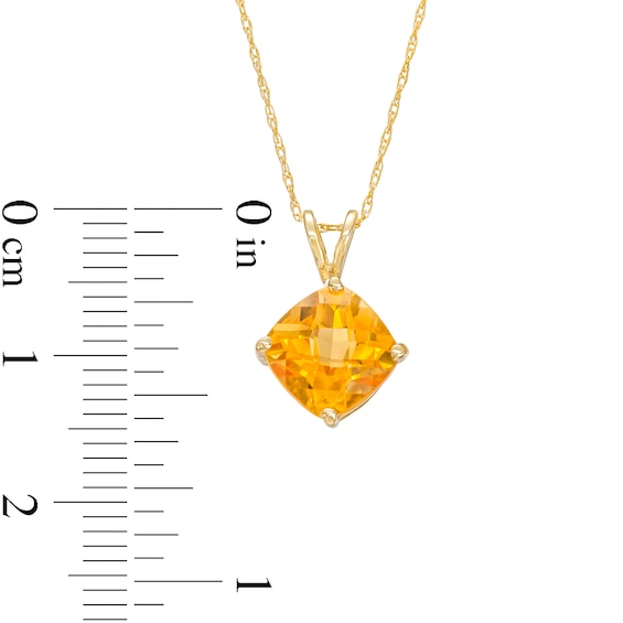 8.0mm Cushion-Cut Citrine Tilted Split Bail Pendant in 10K Gold