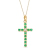 Thumbnail Image 0 of Lab-Created Emerald and Diamond Accent Cross Pendant in 10K Gold