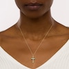 Thumbnail Image 1 of Lab-Created Emerald and Diamond Accent Cross Pendant in 10K Gold