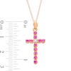 Thumbnail Image 2 of Lab-Created Ruby and Diamond Accent Cross Pendant in 10K Rose Gold