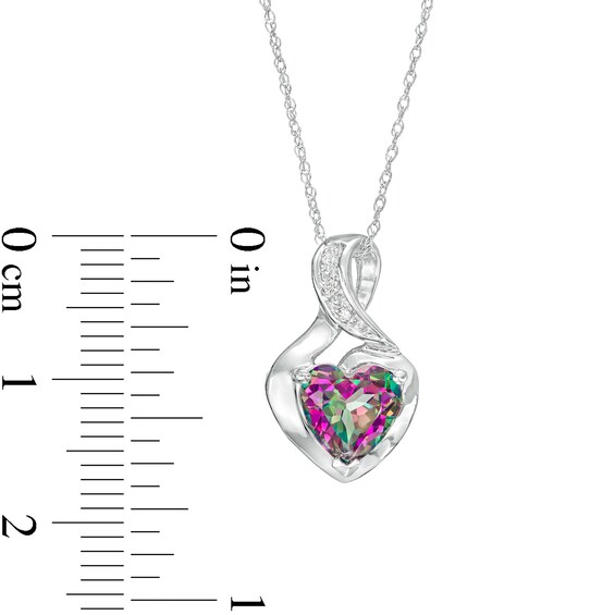 7.0mm Heart-Shaped Mystic FireÂ® Topaz and Diamond Accent Twist Bail Pendant in 10K White Gold