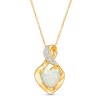 Thumbnail Image 0 of 7.0mm Heart-Shaped Lab-Created Opal Cabochon and Diamond Accent Twist Bail Pendant in 10K Gold