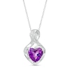 Thumbnail Image 1 of 7.0mm Heart-Shaped Amethyst and Diamond Accent Twist Bail Pendant in 10K White Gold