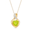 Thumbnail Image 0 of 7.0mm Heart-Shaped Peridot and Diamond Accent Twist Bail Pendant in 10K Gold