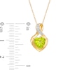 Thumbnail Image 2 of 7.0mm Heart-Shaped Peridot and Diamond Accent Twist Bail Pendant in 10K Gold