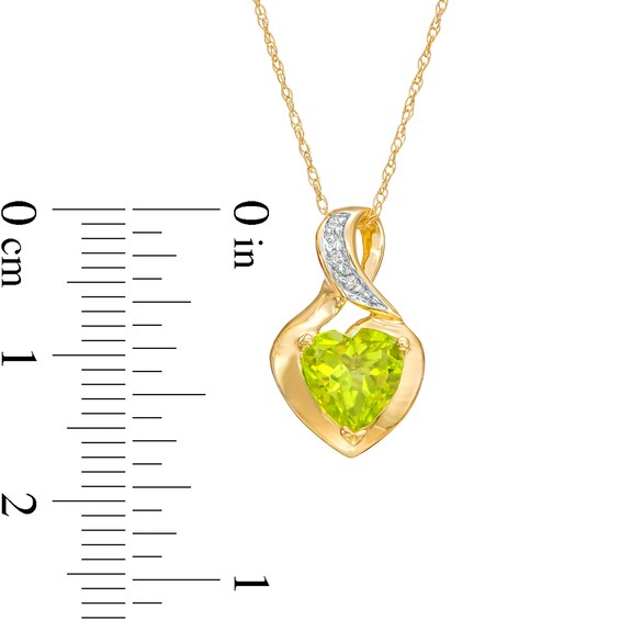 7.0mm Heart-Shaped Peridot and Diamond Accent Twist Bail Pendant in 10K Gold