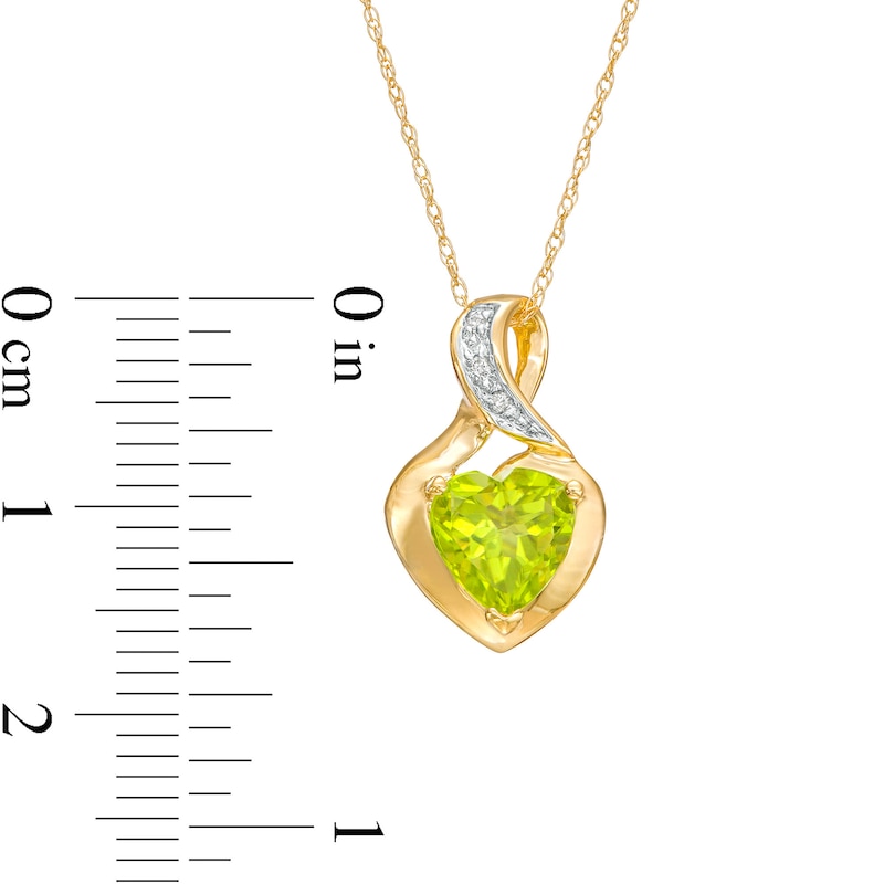 7.0mm Heart-Shaped Peridot and Diamond Accent Twist Bail Pendant in 10K Gold