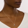 Thumbnail Image 2 of Pear-Shaped Garnet and 1/20 CT. T.W. Diamond Open Frame Ribbon Wrapped Teardrop Pendant in 10K Gold