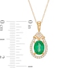 Thumbnail Image 2 of Oval Emerald and 1/6 CT. T.W. Diamond Open Frame Teardrop Pendant in 10K Gold