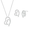 Thumbnail Image 0 of Diamond Accent Tilted Double Heart Pendant and Stud Earrings Set in Sterling Silver