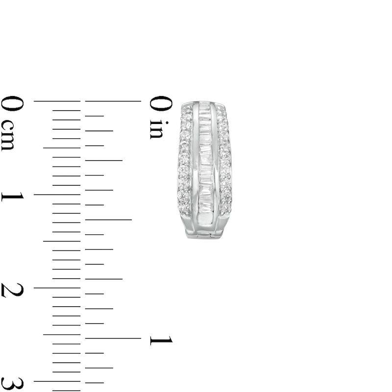 Main Image 3 of 1/2 CT. T.W. Diamond Triple Row Hoop Earrings in 10K White Gold