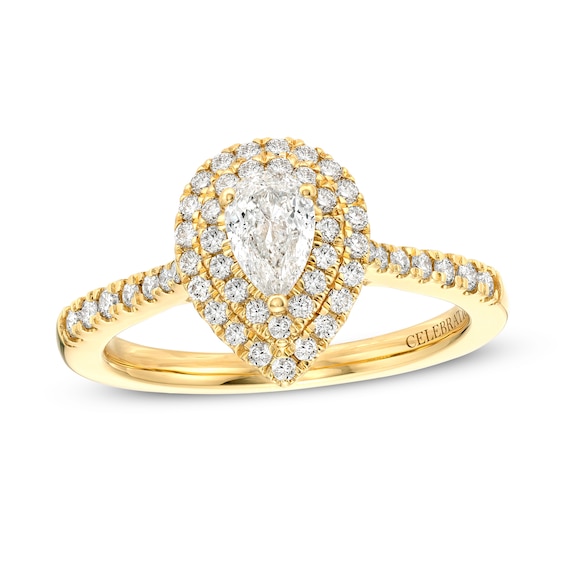 Celebration Infiniteâ¢ 1 CT. T.w. Certified Pear-Shaped Diamond Double Frame Engagement Ring in 14K Gold (I/Si2)