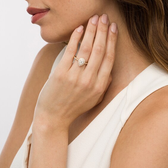 Celebration Infiniteâ¢ 1 CT. T.w. Certified Pear-Shaped Diamond Double Frame Engagement Ring in 14K Gold (I/Si2)