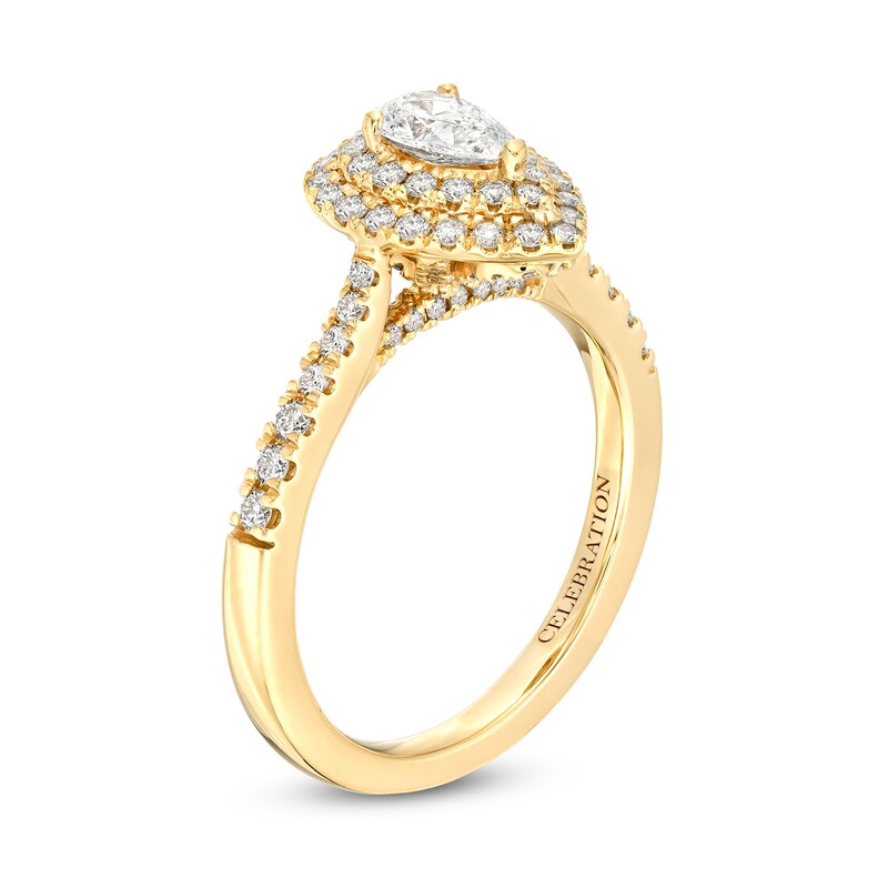 Celebration Infinite™ 1 CT. T.W. Certified Pear-Shaped Diamond Double Frame Engagement Ring in 14K Gold (I/SI2)