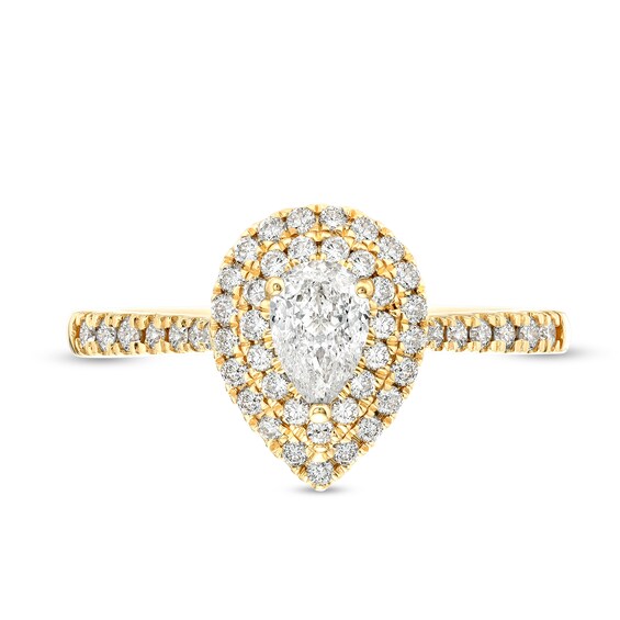 Celebration Infiniteâ¢ 1 CT. T.w. Certified Pear-Shaped Diamond Double Frame Engagement Ring in 14K Gold (I/Si2)