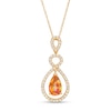 Thumbnail Image 1 of Pear-Shaped Yellow Topaz Dangle and 1/4 CT. T.W. Diamond Infinity Drop Pendant in 10K Gold