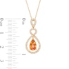 Thumbnail Image 3 of Pear-Shaped Yellow Topaz Dangle and 1/4 CT. T.W. Diamond Infinity Drop Pendant in 10K Gold