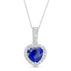 Thumbnail Image 1 of 8.0mm Heart-Shaped Blue Lab-Created Sapphire and 1/4 CT. T.W. Diamond Frame Pendant in 10K White Gold