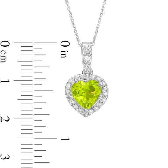 8.0mm Heart-Shaped Peridot and 1/4 CT. T.w. Diamond Frame Pendant in 10K White Gold