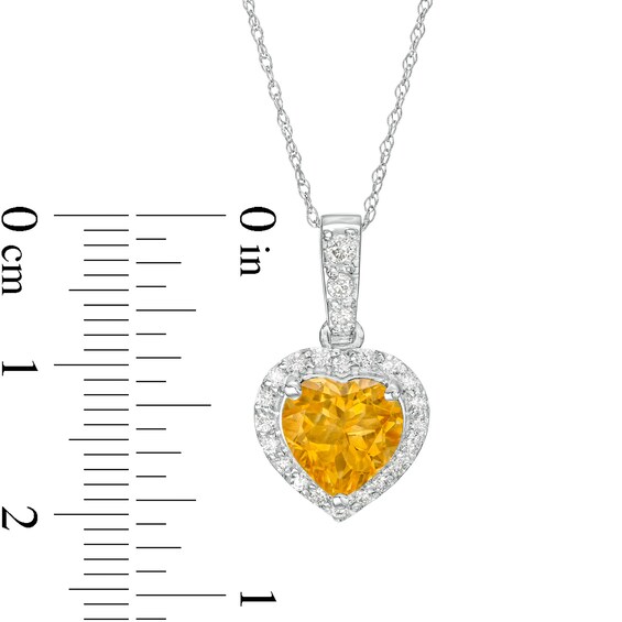8.0mm Heart-Shaped Citrine and 1/4 CT. T.w. Diamond Frame Pendant in 10K White Gold