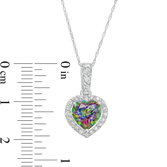 8.0mm Heart-Shaped Mystic Fire® Topaz and 1/4 CT. T.w. Diamond Frame Pendant in 10K White Gold