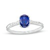 Thumbnail Image 1 of Oval Blue Lab-Created Sapphire and 1/10 CT. T.W. Diamond Ring in 10K White Gold